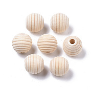 Unfinished Natural Wood Beads, Beehive Beads, Bleach, Undyed, Round, Old Lace, 15mm, Hole: 4mm(X-WOOD-R266-05)
