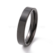 201 Stainless Steel Plain Band Ring for Women, Electrophoresis Black, 4mm, Inner Diameter: 17mm(RJEW-I089-50B-EB)