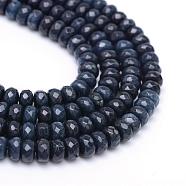 Natural White Jade Bead Strands, Dyed, Faceted, Rondelle, Prussian Blue, 4~5x3mm, Hole: 0.5mm, about 115~120pcs/strand, 13.39~13.98 inch(34~35.5cm)(G-R343-2x4-14)