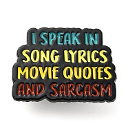 I Speak in Song Lyrics Inspirational Quote Enamel Pins, Black Zinc Alloy Brooches for Backpack Clothes, Yellow, 22x30.5x1mm(JEWB-Z010-03F-EB)