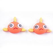 Resin Cabochons, with Plastic, Fish, Dark Orange, 22.5x30.5x10mm(CRES-S363-31)