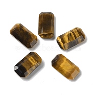 Natural Tiger Eye Cabochons, Faceted Rectangle, 15x8.5x3.6mm(G-C057-04A-01)