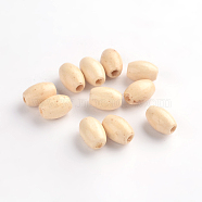 Natural Wood Beads, Egg Shaped Rugby Wood Beads, Mixed Color, Lead Free, Dyed, Barrel, White, 8x5mm, Hole: 2mm, about 12000pcs/1000g(TB096Y-4)