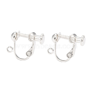 Brass Screw On Clip-on Earring Findings, Spiral Ear Clip, For Non-Pierced Ears, Silver Color Plated, 18x14x3mm, Hole: 1.6mm(X-KK-L164-01S)