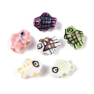 Handmade Porcelain Beads, Famille Rose Porcelain, Fish, Mixed Color, 15x12x8mm, Hole: 2mm(PORC-N007-27-A)