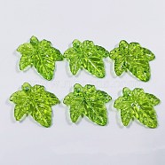 Plastic Pendants, Maple Leaf, Green, 21x20mm, Hole: 2mm(KY-TAC0005-06D)