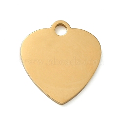 Ion Plating(IP) 304 Stainless Steel Pendants, Stamping Blank Tag, Heart Charm, Golden, 17x16x1.5mm, Hole: 2.5mm(STAS-K270-27A-G)
