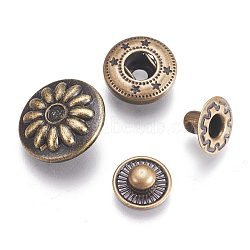 Alloy Snap Button, Cotton-padded Clothes Coat Down Jacket Buckle, Antique Bronze, 10~17x4~7mm, 4pcs/set(BUTT-WH0006-01AB)