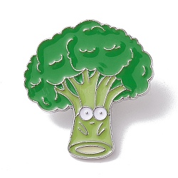 Cartoon Vegetable Enamel Pins, Platinum Tone Alloy Brooch for Backpack Clothes, Broccoli, 30x28x1.5mm(JEWB-D028-01B-P)
