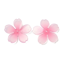 Epoxy Resin Flower Bead Cap, Five-Petal, Pink, 20x20x2mm, Hole: 1.2mm(CRES-Z002-04)