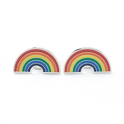 Alloy Pride Enamel Brooches, Enamel Pin, with Butterfly Clutches, Rainbow, Platinum, Colorful, 14.5x27x10mm(JEWB-M020-09-P)