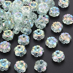 Transparent Acrylic Beads, AB Color Plated, Flower, Honeydew, 10x5mm, Hole: 1.8mm, about 1650pcs/500g(MACR-S373-06-C06)