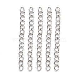 Tarnish Resistant 304 Stainless Steel Ends Chains, Twisted Chain Extension, for Anklet Jewelry, Solder, Stainless Steel Color, 40x3mm, Links: 4x3x0.5mm(CHS-R005)