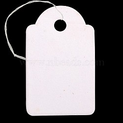 Rectangle Blank Hang tag, Jewelry Display Paper Price Tags, with Cotton Cord, White, 29.5x18x0.2mm, Hole: 3mm, 500pcs/bag(CDIS-N001-65)