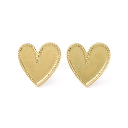 Ion Plating(IP) 304 Stainless Steel Stud Earring for Women, Heart, Real 18K Gold Plated, 17.5x18mm, Pin: 0.8mm(EJEW-I285-32G)