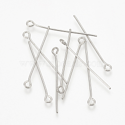 304 Stainless Steel Eye Pin, Stainless Steel Color, 40x0.7mm, Hole: 2mm(STAS-S076-74-40mm)