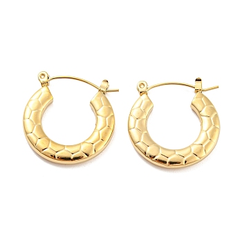 Texture Ring 304 Stainless Steel Hoop Earrings for Women, Real 14K Gold Plated, 23x22x3mm