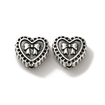 Tibetan Style Alloy Beads, Cadmium Free & Lead Free, Heart, Antique Silver, 12x13x6mm, Hole: 1.8mm, about 334pcs/1000g