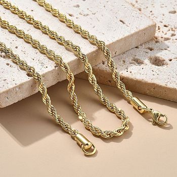 Brass Rope Chain Necklaces for Men Women, Long-Lasting Plated, Real 18K Gold Plated, 27.56 inch(70cm)