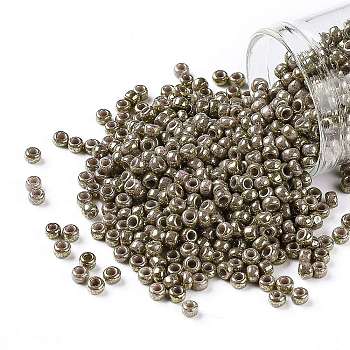 TOHO Round Seed Beads, Japanese Seed Beads, (1704) Gilded Marble Lavender, 8/0, 3mm, Hole: 1mm, about 10000pcs/pound