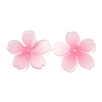 Epoxy Resin Flower Bead Cap, Five-Petal, Pink, 20x20x2mm, Hole: 1.2mm