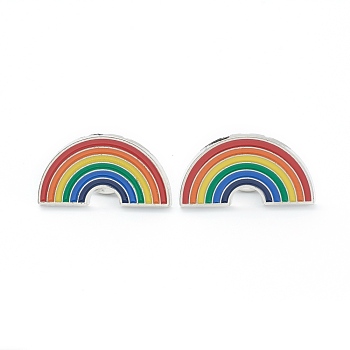 Alloy Pride Enamel Brooches, Enamel Pin, with Butterfly Clutches, Rainbow, Platinum, Colorful, 14.5x27x10mm