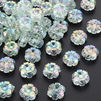 Transparent Acrylic Beads, AB Color Plated, Flower, Honeydew, 10x5mm, Hole: 1.8mm, about 1650pcs/500g
