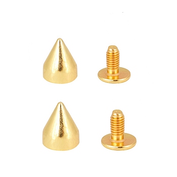 Iron Rivets, for Clothes Bag Shoes Leather Craft, Cone, Golden, 7.5~9x7mm, Hole: 5mm
