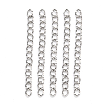 304 Stainless Steel Ends Chains, Twisted Chain Extension, for Anklet Jewelry, Solder, Stainless Steel Color, 40x3mm, Links: 4x3x0.5mm