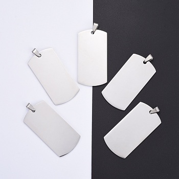 304 Stainless Steel Big Pendants, Manual Polishing, Blank Stamping Tags, Rectangle, Stainless Steel Color, 55x28x1.8mm