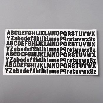 Plastic Self-adhesive Label Stickers, Waterproof Decals, Letter A~Z, Black, 140x276x0.1mm, Sticker: 9~13x2~12mm