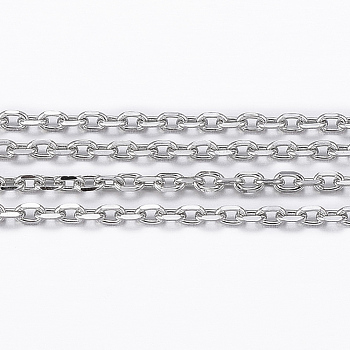 304 Stainless Steel Cable Chains, Diamond Cut Chains, Soldered, Faceted, with Spool, Oval, Stainless Steel Color, 2x1.2x0.4mm, about 32.8 Feet(10m)/roll