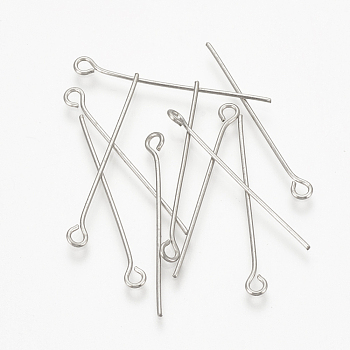 304 Stainless Steel Eye Pin, Stainless Steel Color, 40x0.7mm, Hole: 2mm