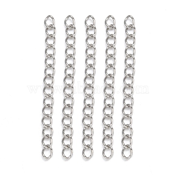 304 Stainless Steel Ends Chains, Twisted Chain Extension, for Anklet Jewelry, Solder, Stainless Steel Color, 40x3mm, Links: 4x3x0.5mm(CHS-R005)