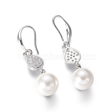 Shell Pearl Dangle Earrings(EJEW-G263-12P)-2