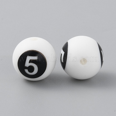 White Number Silicone Beads