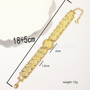 Elegant Brass Hollow Carved Golded Middle Eastern Coin Ladies Link Chain Bracelets for Women(PG3395)-5