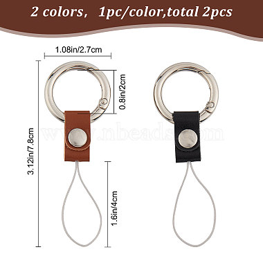 2Pcs 2 Colors Leather and Zinc Alloy Mobile Phone Finger Rings(AJEW-GF0005-82)-2