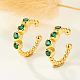 925 Sterling Silver Micro Pave Green Cubic Zirconia Cuff Earrings(UY3842-2)-3