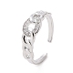 Clear Cubic Zirconia Curb Chains Shape Open Cuff Ring(RJEW-E072-17P)-1