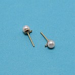 Iron Stud Earring Findings, with Acrylic Imitation Pearl Beads and Loop, Light Gold, 17x6.5mm, Hole: 0.8mm, Pin: 0.8mm(STAS-WH0029-02A-01-1)