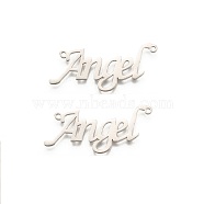 304 Stainless Steel Pendants, Word Angel, Stainless Steel Color, 12x28x1mm, Hole: 1mm(X-STAS-M220-08)