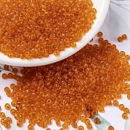 MIYUKI Round Rocailles Beads, Japanese Seed Beads, (RR138) Transparent Orange, 8/0, 3mm, Hole: 1mm, about 2111~2277pcs/50g(SEED-X0055-RR0138)
