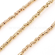 Electroplated Non-magnetic Synthetic Hematite Beads Strands, Rondelle, Faceted, Light Gold Plated, 2x1mm, Hole: 0.7mm, about 390pcs/Strand, 15.75 inch(40cm)(G-F682-07-LG)