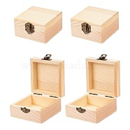 Square Pine Box, with Iron Finding, BurlyWood, 10x9x5.15cm, Inner Size: 7.4x7.5cm(CON-PH0001-97)