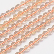 Natural Citrine Round Bead Strands, 6mm, Hole: 1mm, about 66pcs/strand, 15.5 inches(G-L411-36-6mm)