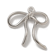 Alloy ABS Pearl Pendants, Cadmium Free & Nickel Free & Lead Free, Bowknot Charms, Platinum, 24x22x4.5mm, Hole: 1.6mm(PALLOY-F312-60P)