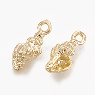 Brass Charms, Real 18K Gold Plated, Spiral Shell, 11.5x5x3.5mm, Hole: 1mm(X-KK-S348-035)