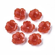 Plastic Beads, Flower, Tomato, 18x20x7mm, Hole: 0.6mm(KY-N015-029)