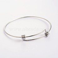 Adjustable 304 Stainless Steel Expandable Bangle Making, Stainless Steel Color, 67x61mm, 1.5~10mm(BJEW-L523-16P)